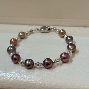 Multi Color Freshwater Pearl Sterling Silver Bracelet